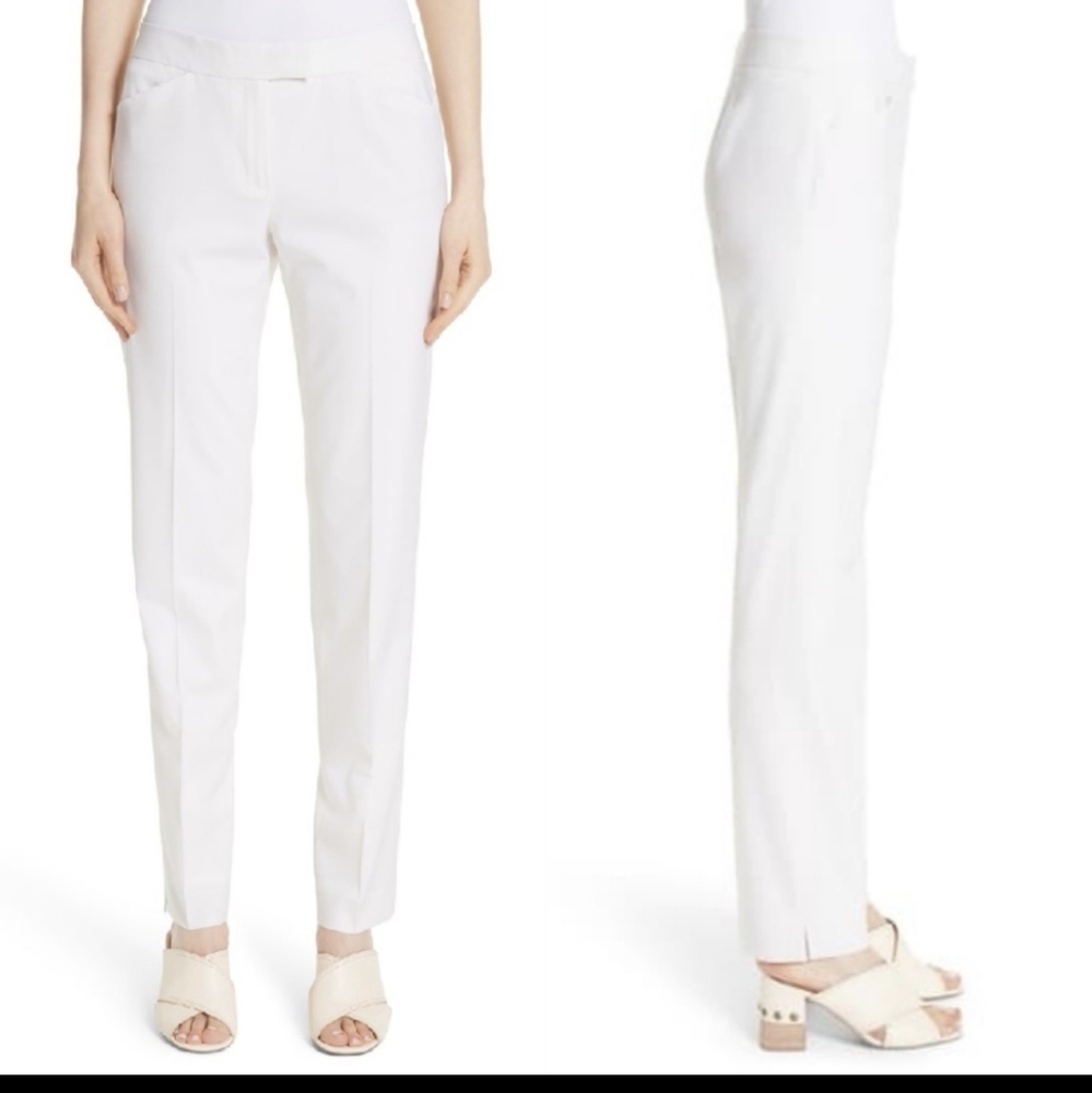 NWT Lafayette148 Irving stretch pants white Size 10